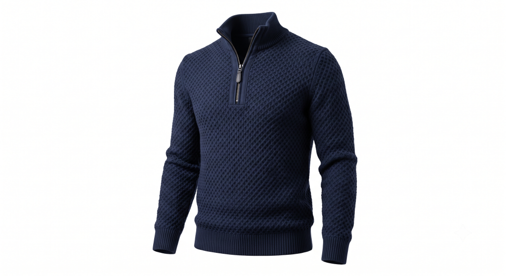Textured Quarter-Zip Knit Sweater